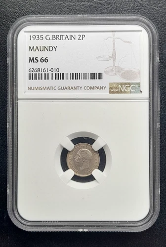1935 Great Britain MAUNDY 2p Two Pence GEORGE V: NGC MS66