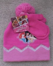 DISNEY PRINCESS TODDLER HAT  MITTENS SET - BEANIE - ONE SIZE - NWT