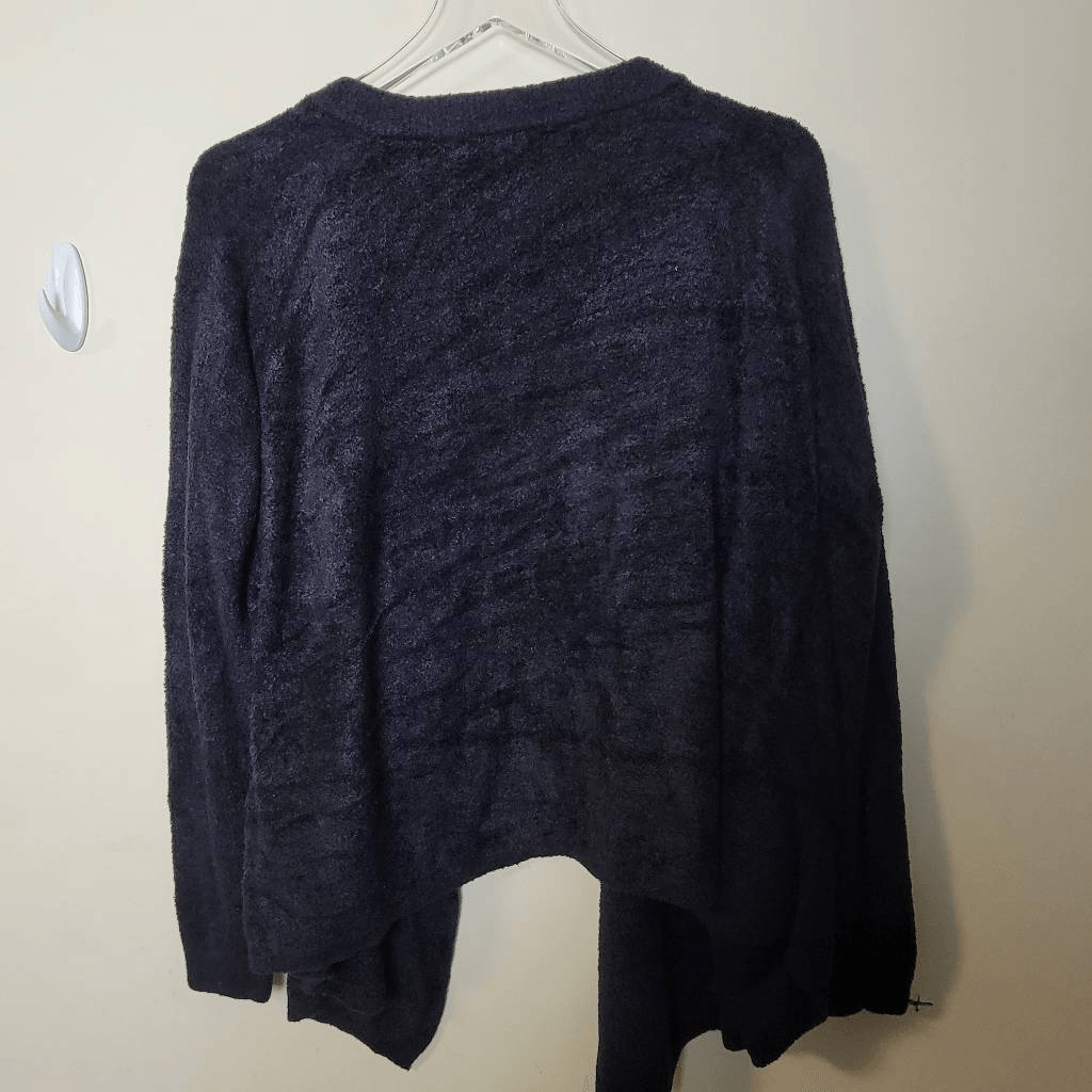 Barefoot Dreams Bamboo Chic Lite Cardigan Medium Navy Side Pockets 