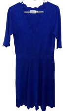 Eliza J Cobalt Blue Scalloped Hem Fit & Flare Knitted Sweater Dress Sz Medium