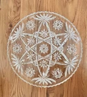 Anchor Hocking Star Of David Round Tray Platter 13.5" Vintage Clear Glass EAPC