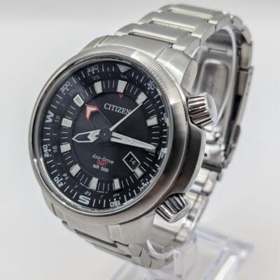 時計 CITIZEN Eco-Drive GMT WR 200 Citizen Eco-Drive B877-R005600 GMT Black Silver 200M Date