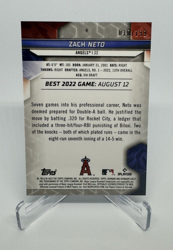 2023 Bowmans Best Zach Neto Rookie Aqua Lava Refractor 10/199 #8 RC - Picture 2 of 2
