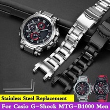 Solid Stainless Steel Matte Watch Band For Casio G-Shock MTG-B1000 Strap