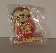 Double sided soft rubber RAT FINK KEY CHAIN hard to find gift item yellow/red