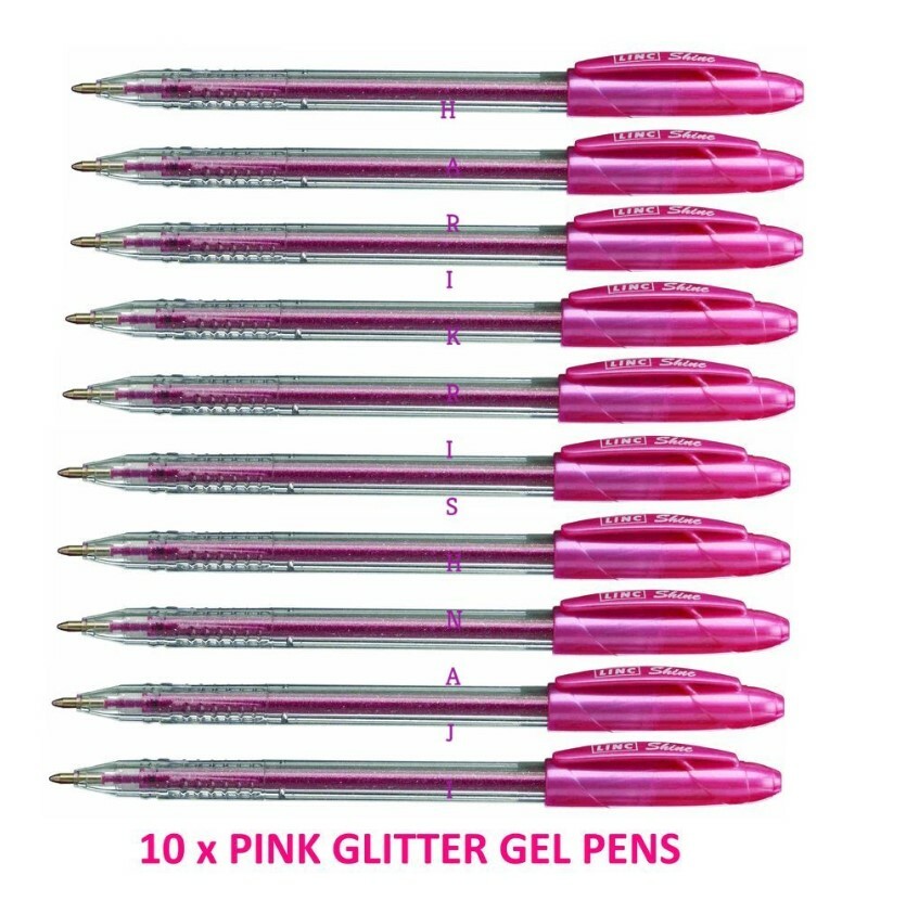 10 Linc Shine Sparkled GLITTER Gel Pens mm FINE Tip Pink