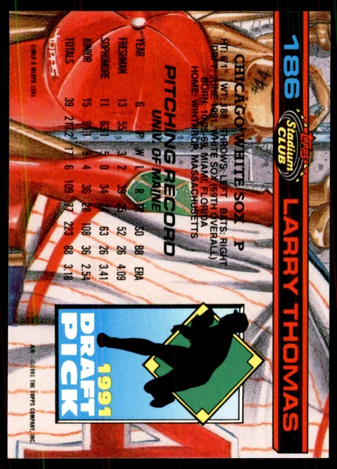 1991 Stadium Club Stadium Set Larry Thomas Baseball Cards #186 - Image 2 of 2