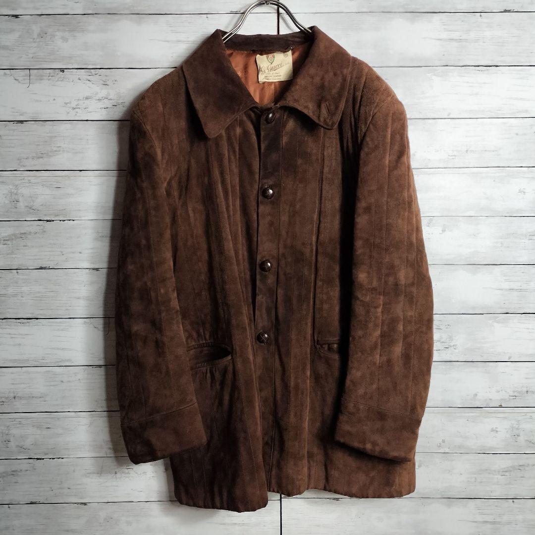 70'S Old Gucci Leather Jacket Half Coat Genuine