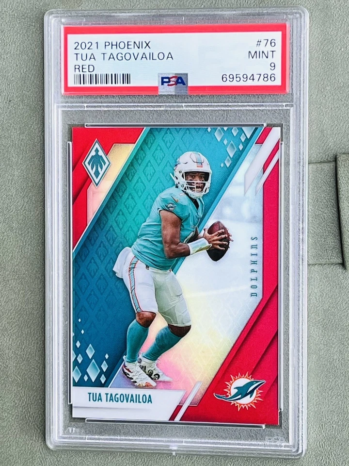 Tua Tagovailoa 2021 Panini Phoenix—Red/250 #76 PSA 9 Mint! (POP 3—1) - Image 2 of 4
