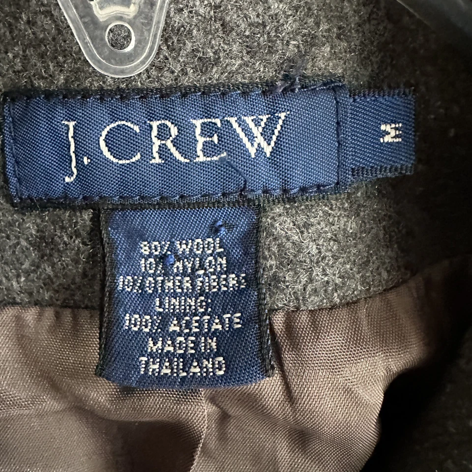 Chaqueta J Crew para mujer Abrigo forrado de lana gris medio YKK cremallera bolsillos vintage Foto 2 de 4