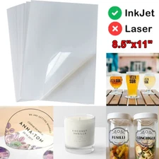 20Sheet 8.5x11 Clear Printable Vinyl Sticker Paper for Inkjet Printer Waterproof