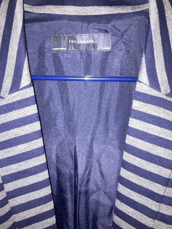 Chaleco Blazer The Limited Rayas Largas Sin Mangas Frente Abierto Plumero Para Mujer XS Foto 2 de 3