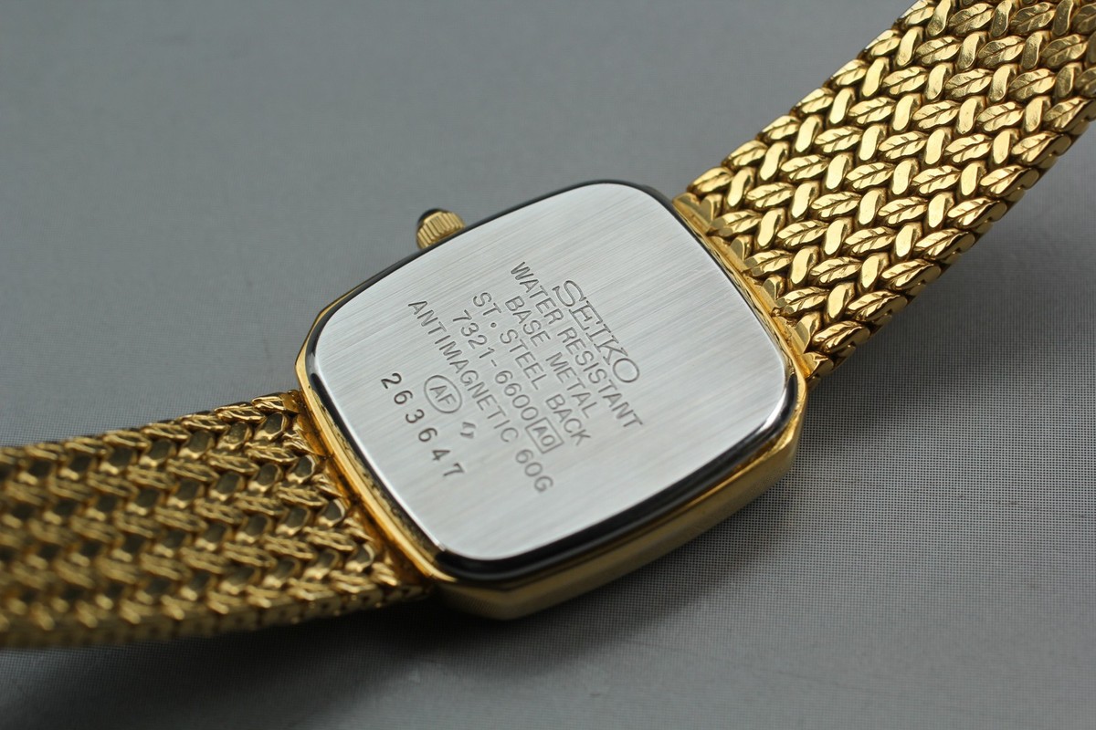 SEIKO Exceline 7321-6600 Gold 1P Diamond 20mm 1991 Qz Women's