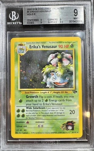 Pokémon BGS 9 Erika's Venusaur 4/132 Gym Challenge Holo