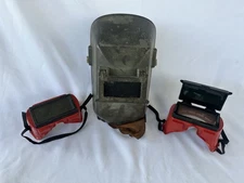 Vintage Welding Helmet Hood Mask Shield Flip-Up And Jackson Welding Goggles Lot