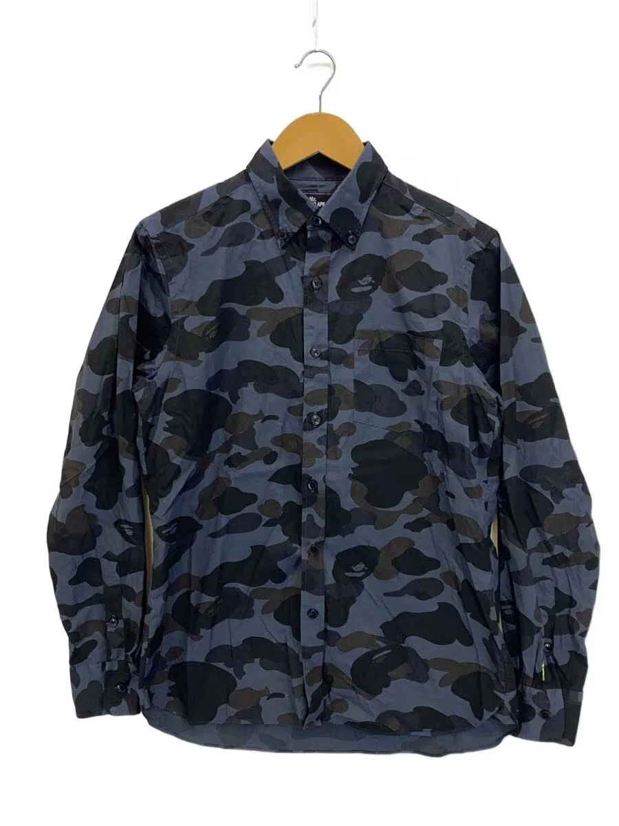 A BATHING APE 長袖デニムカモ柄切り替えシャツ Mサイズ A Bathing Ape Camouflage Long Sleeve Casual Button-Down Shirts for
