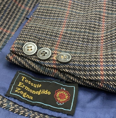 Vintage Pure Wool cloth Ermenegildo Zegna windowpane classic jacket blazer 46R