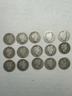 Lot Of 15 Barber Dimes - Various Dates & Mints - 90% Silver