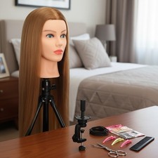 Mannequin Head Human Hair Practice Stylist Braiding Cosmetology Training