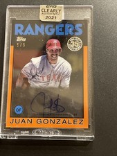 2021 Topps Clearly Authentic Juan Gonzalez certified clear auto Orange /5