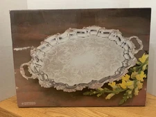 International Silver Company Silver Plated Chippendale Tray 22" x 16 1/4"