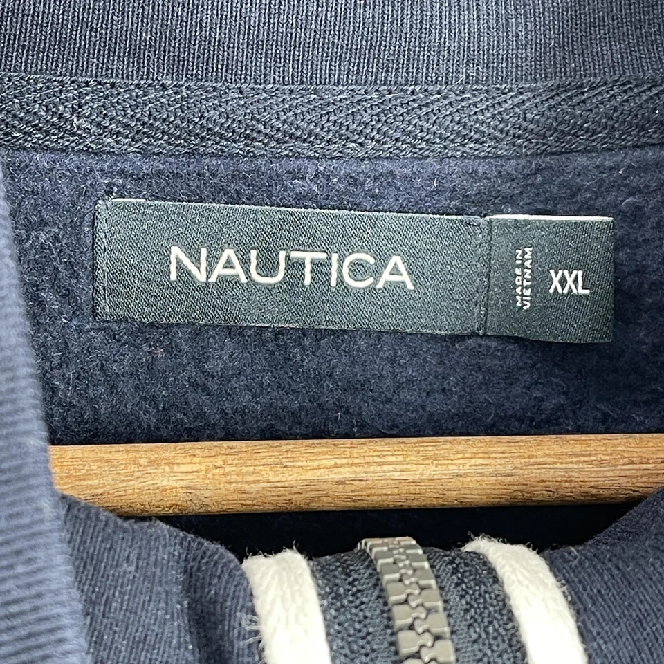 Moletom Nautica Masculino Tamanho 2XL Azul Marinho Quarto Zíper Janela Academia Preppy Aconchegante - Imagem 4 de 4