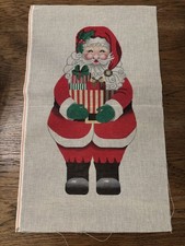 Vintage Hand Painted Santa Needlepoint Canvas Christmas Gifts Large 34
