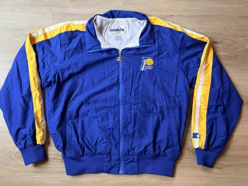 Vintage 1980s Indiana Pacers NBA Starter Jacket L Polyester Lined Nylon Full Zip - product listing photo