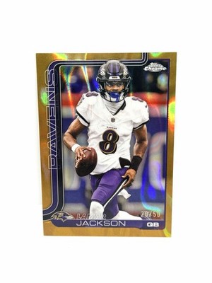 LAMAR JACKSON 2025 Topps Chrome Gold Lava Refractor /50 Baltimore Ravens #24
