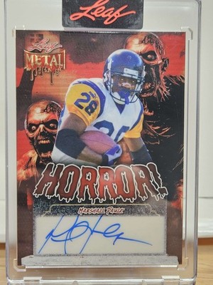 Marshall Faulk Auto '25 Leaf Metal Halloween Horror! Red Flood Zombies 1/1 H-MF1