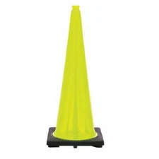 Traffic Cone, PVC, Non-Reflective, 36 in Height, 10 lb, Lime