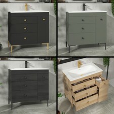 800mm Floor Standing Bathroom Vanity Unit Sink Storage Cabinet with Stone Basin