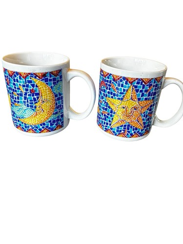 Vintage Studio Nova Celestial Mugs Set 2 Moonshine Starglow Mosaic 90s