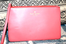 Kate Spade New York Pink Wristlet Zip Wallet Wrist Strap Logo Accent NWOT