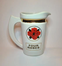 Four Roses Distillers Co. MCM Advertising Memorabilia Pitcher w/Handle Gold Acc.