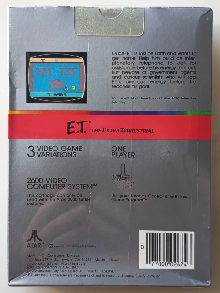 Rare !! E.T. The Extraterrestrial - Atari 2600 - USA (1982) - Sealed  - Image 2 of 4