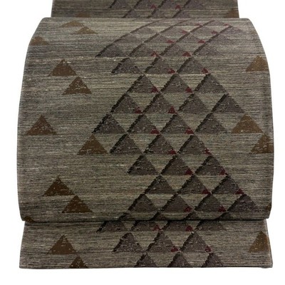Japanese Silk Fukuro obi Ougon Muga Kaiko Brownish purple Scale Masterpiece 5080