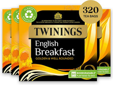 Twinings English Breakfast 320 Tea Bags (Multipack of 4 X 80 Tea Bags) 0.08 per strip