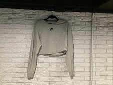 Nike Air Gray Double Sided Crew Neck Cropped Sweatshirt Women s Medium