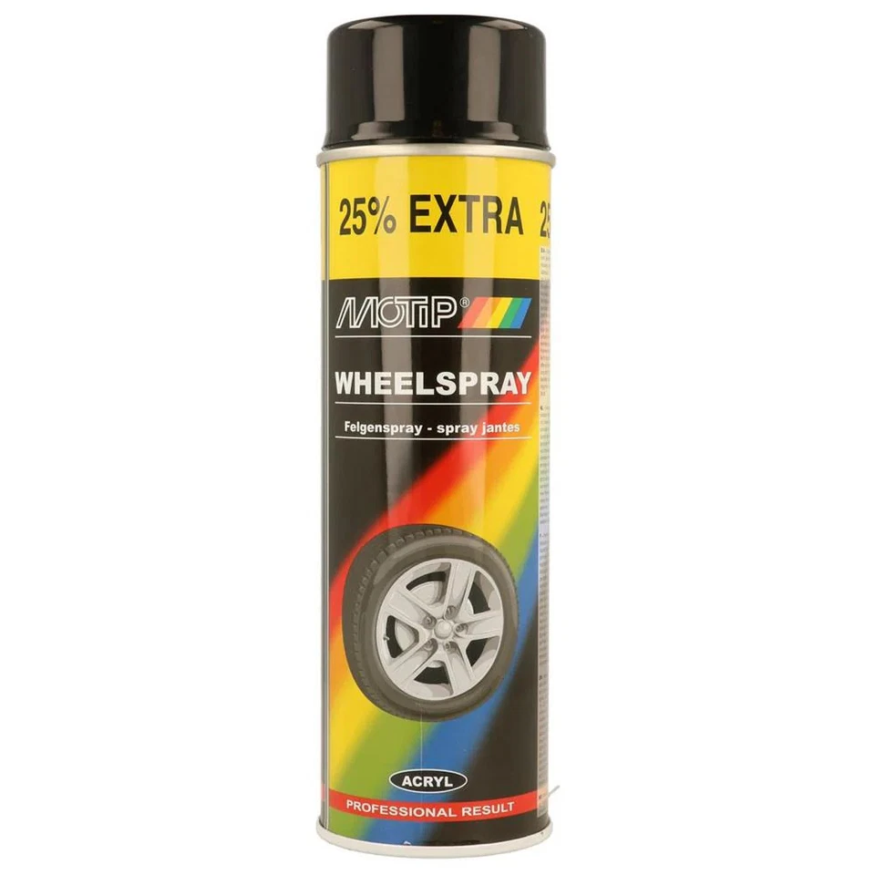 PEINTURE POUR JANTES NOIRE BRILLANTE AEROSOL 500ML MOTIP