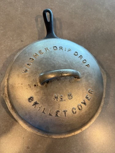 RARE VINTAGE WAGNER WARE SIDNEY -0- CAST IRON SKILLET,1058B,LID 1068E NICKEL