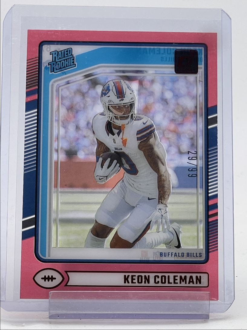KEON COLEMAN 2024 CLEARLY DONRUSS FOOTBALL RATED ROOKIE RED RC /99 Q2268