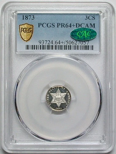 1873 Three Cent Silver 3C PCGS PR64+ DCAM CAC