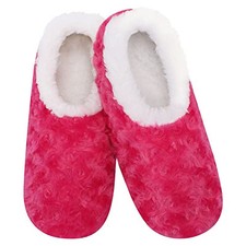 Womens Slipper Socks - Cozy Slippers for Women - Fuzzy House Medium Pink