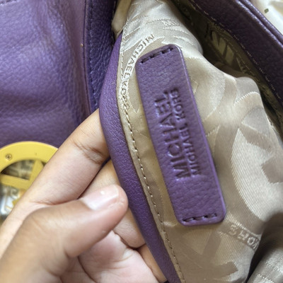 Michael Kors Purple Fulton Shoulder Bag Pebbled, MK Logo, Gold, Detach Strap