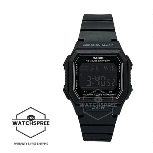 Casio Digital Square Dial Dual Time Black Resin Band Watch W738H-1B W-738H-1B