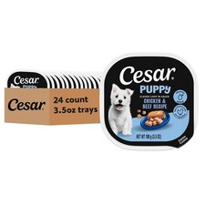 CESAR Puppy Soft Wet Dog Food Classic Loaf in sauce Chicken  Beef Recipe, Pack