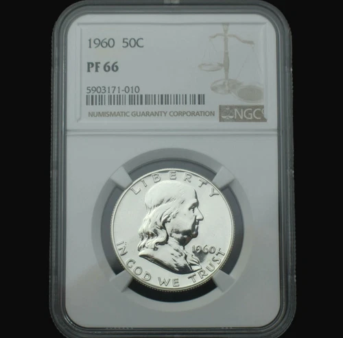 1960 Franklin Silver Half Dollar~NGC PF66~Proof~Freshly Graded~Combo Ship~