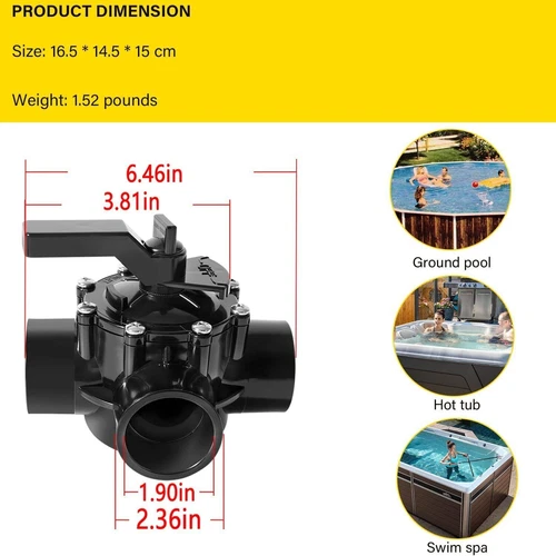 For Jandy 4715 3-Port 1-1/2 to 2 Inch Positive Seal NeverLube Valve Replacement - Picture 11 of 13