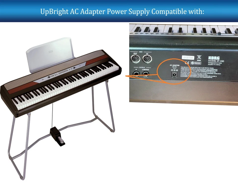 12V AC/DC Adapter For Korg SP-250 PA-50 LP-250 LP350 keyboard Power Supply Cord - Image 2 of 4
